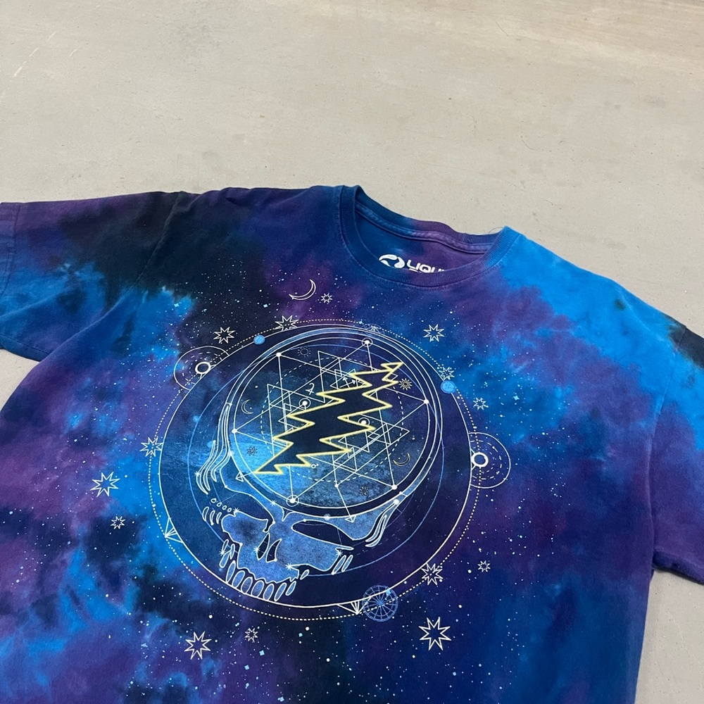 Y2K Liquid Blue Unisex-Adult Grateful Dead Mystical Stealie Celestial Tie Dye L